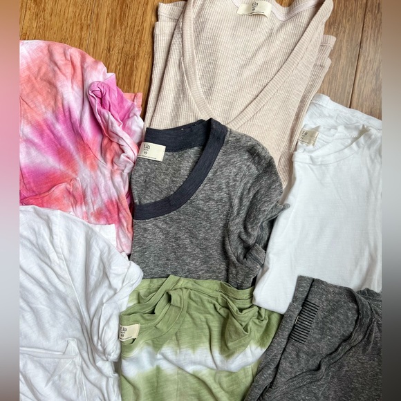 Anthropologie T.la Petite V-Neck Roll Cuff Basic T-Shirt bundle tie dye size XS - Picture 3 of 14